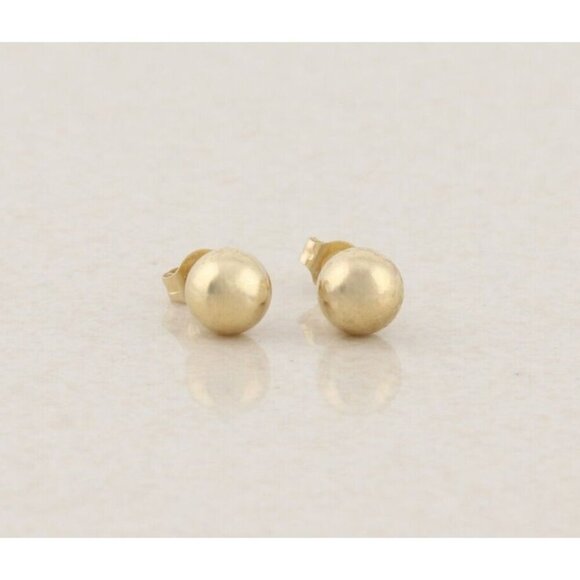 14k Yellow Gold 5mm Ball Bead Earrings Stud Post 1/8" Round - Picture 1 of 8